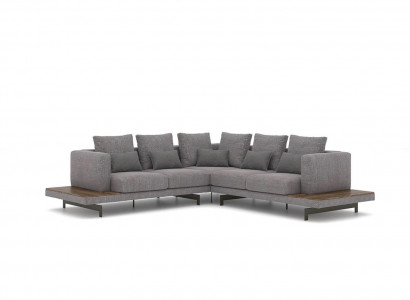  Wohnzimmer Grau Textil Sofa Couch L-Form Designer Luxus Polstersofa
